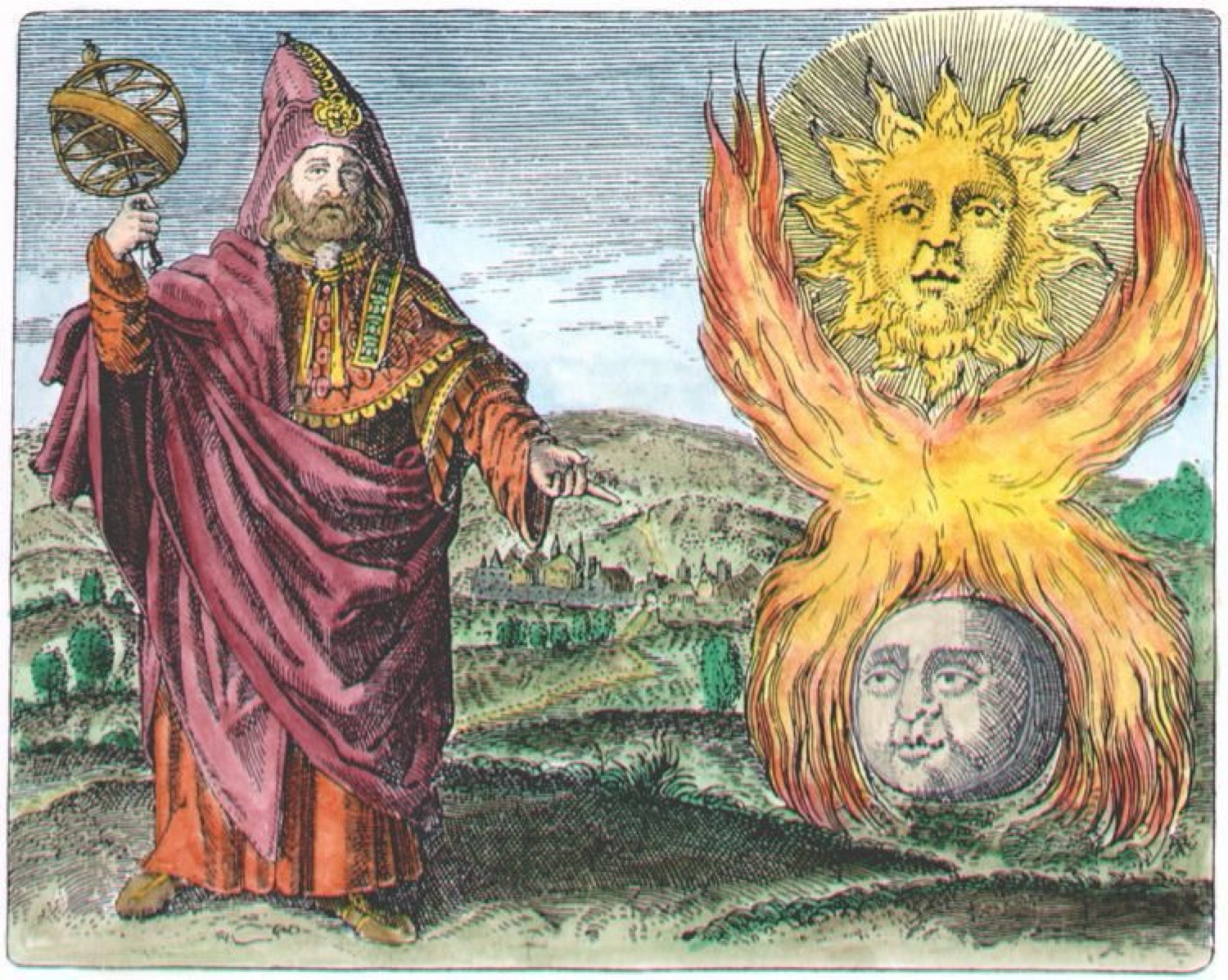 Mago señala el sol alado