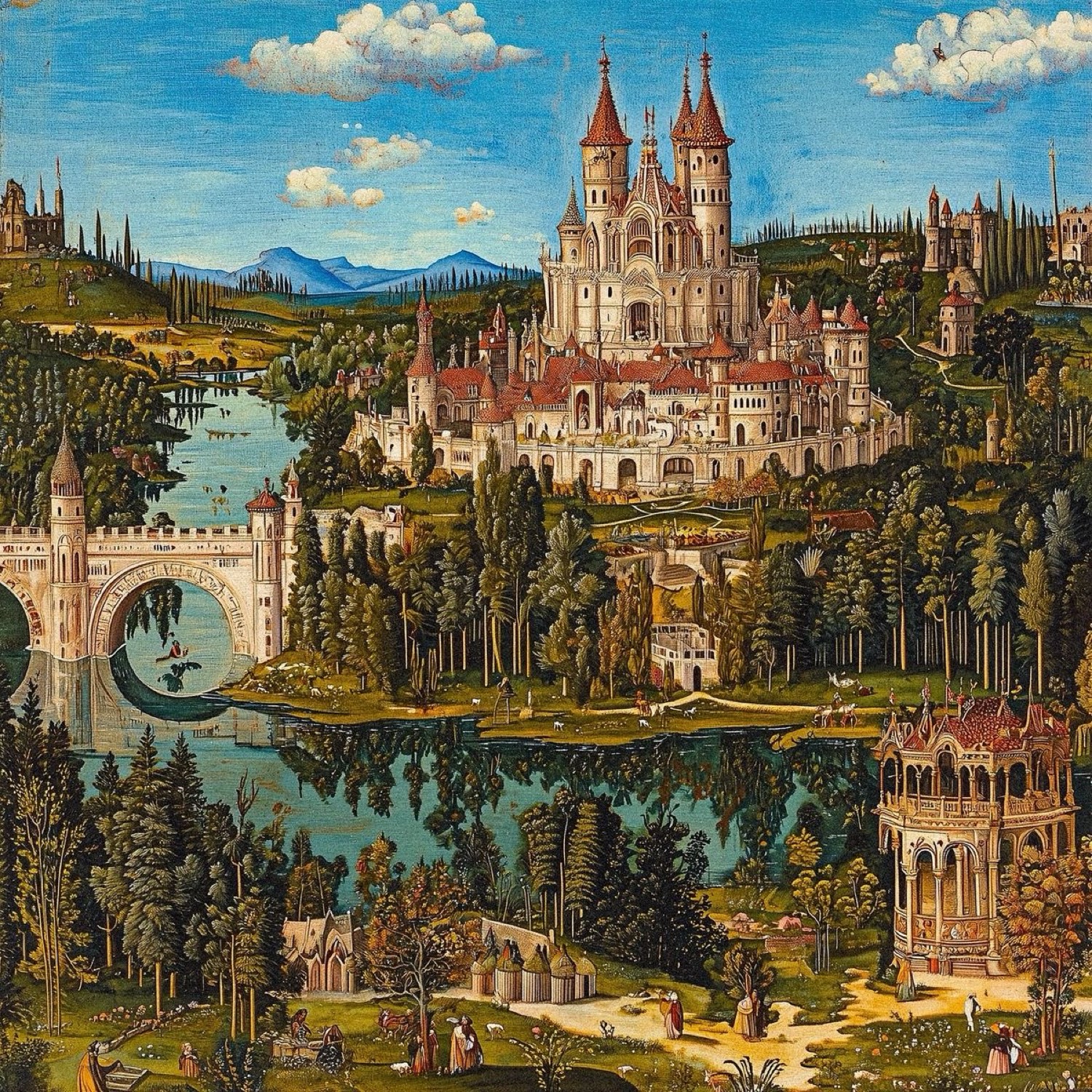 Palacio y jardines junto al río