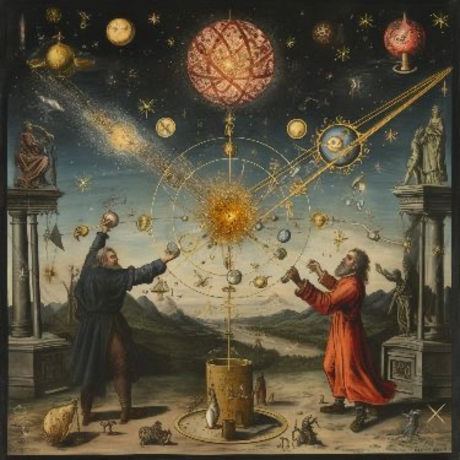 Dos magos y el orrery celeste