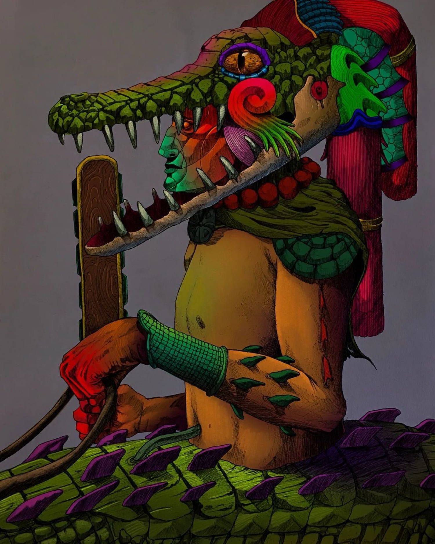 Hombre-cocodrilo con máscara