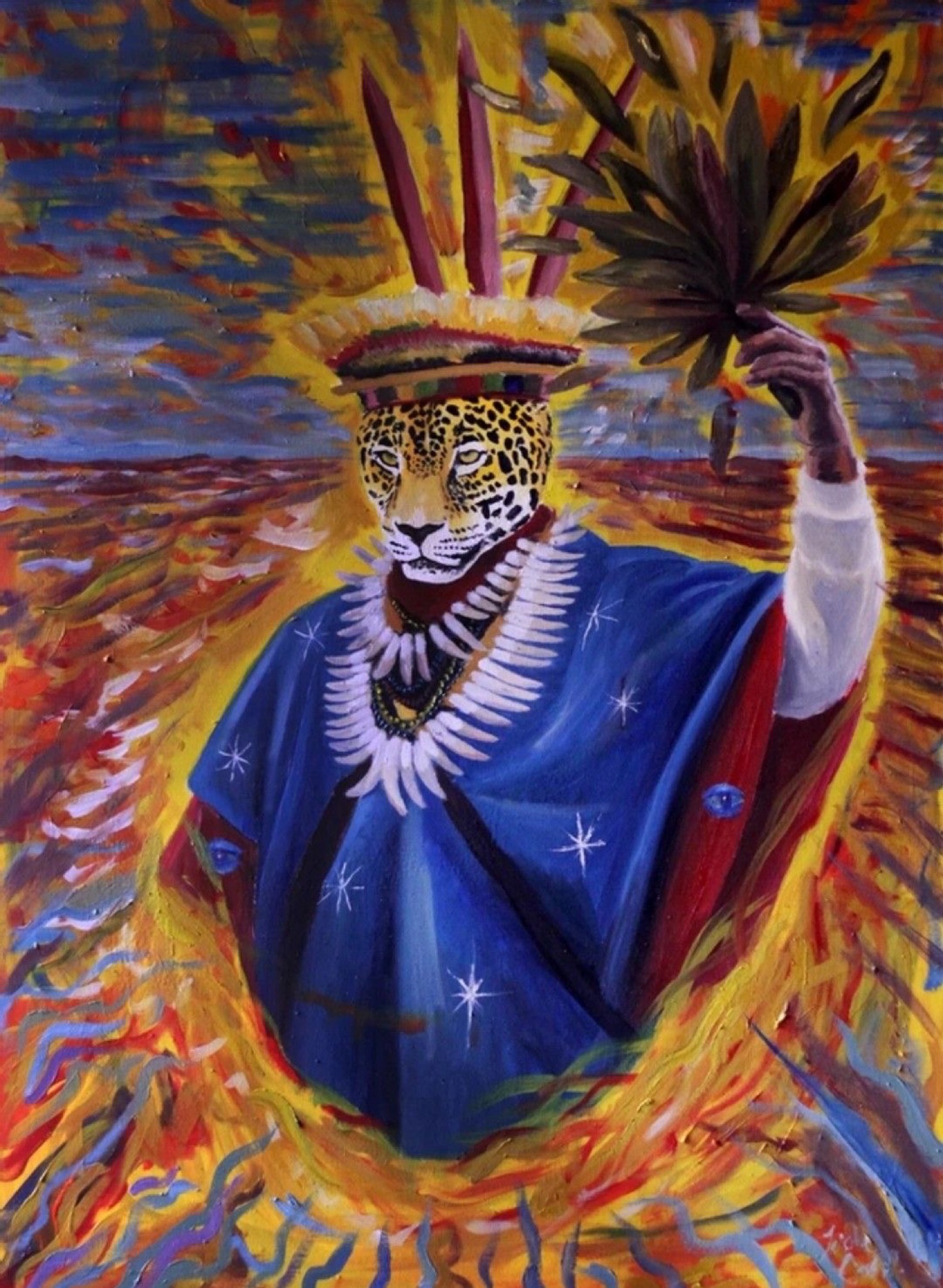 Sacerdote con máscara de jaguar