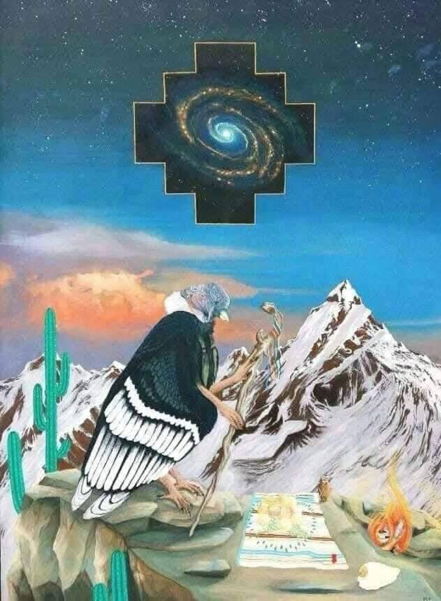 Cóndor, cruz andina y galaxia