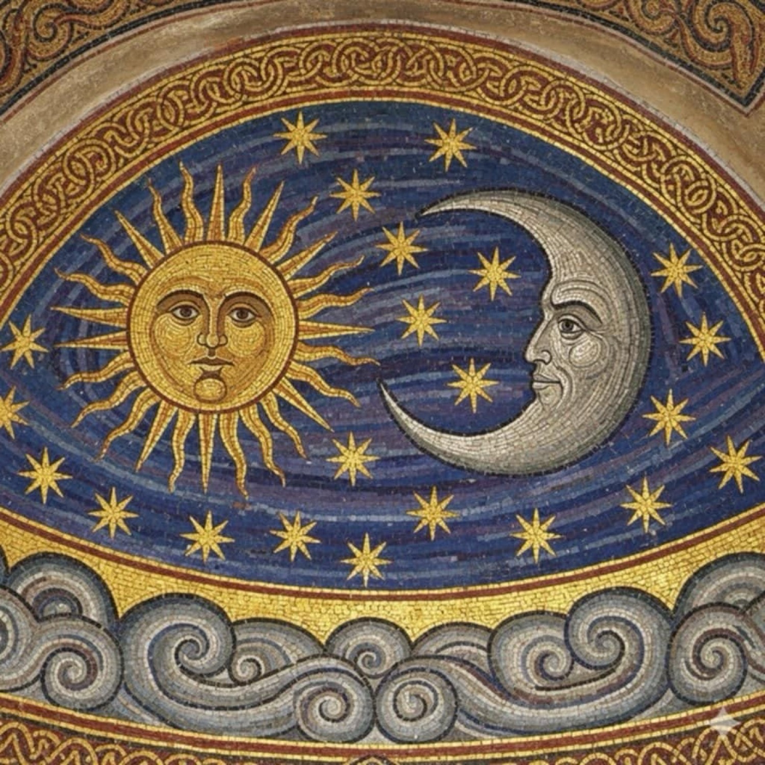Mosaico del sol y la luna
