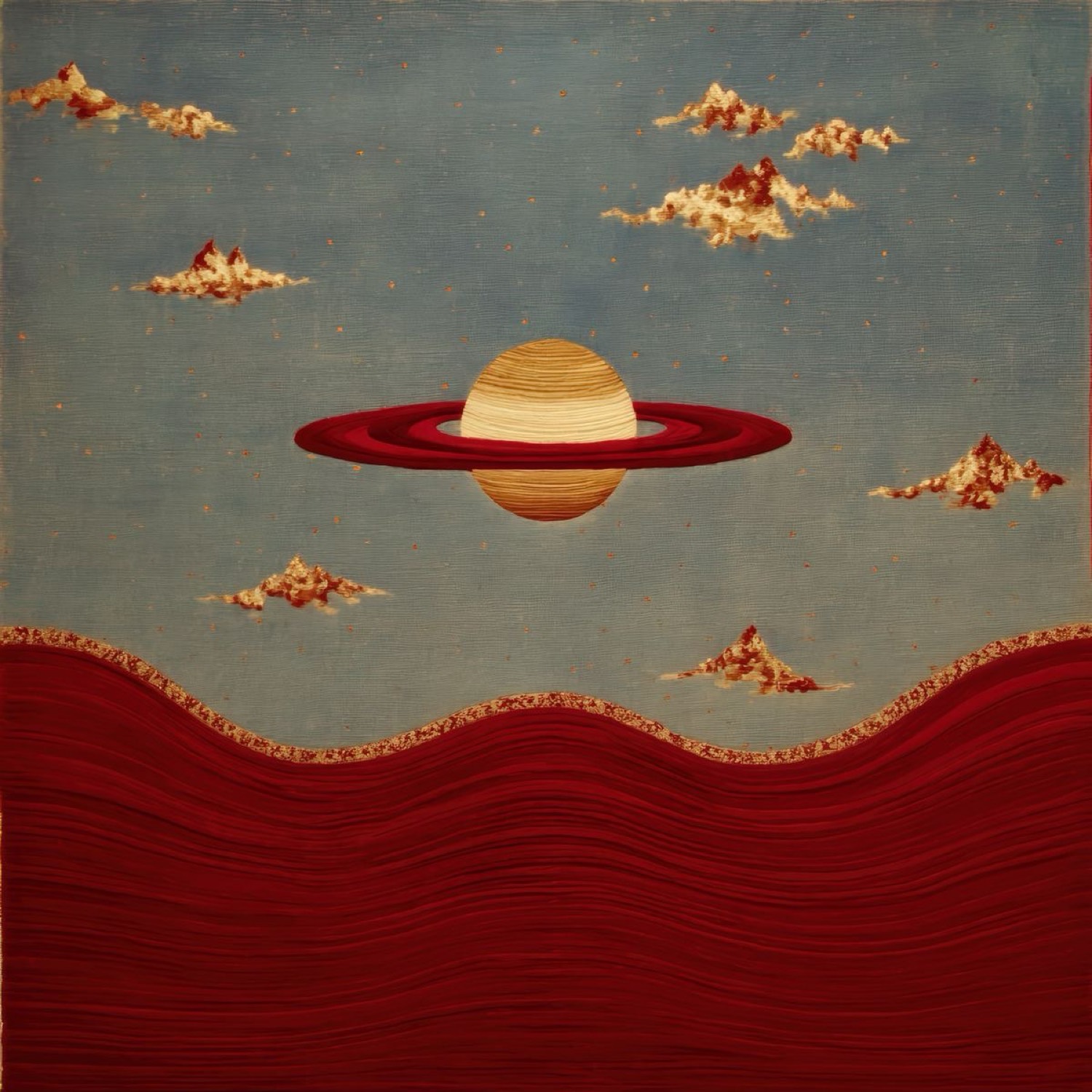 Saturno sobre el mar rojo