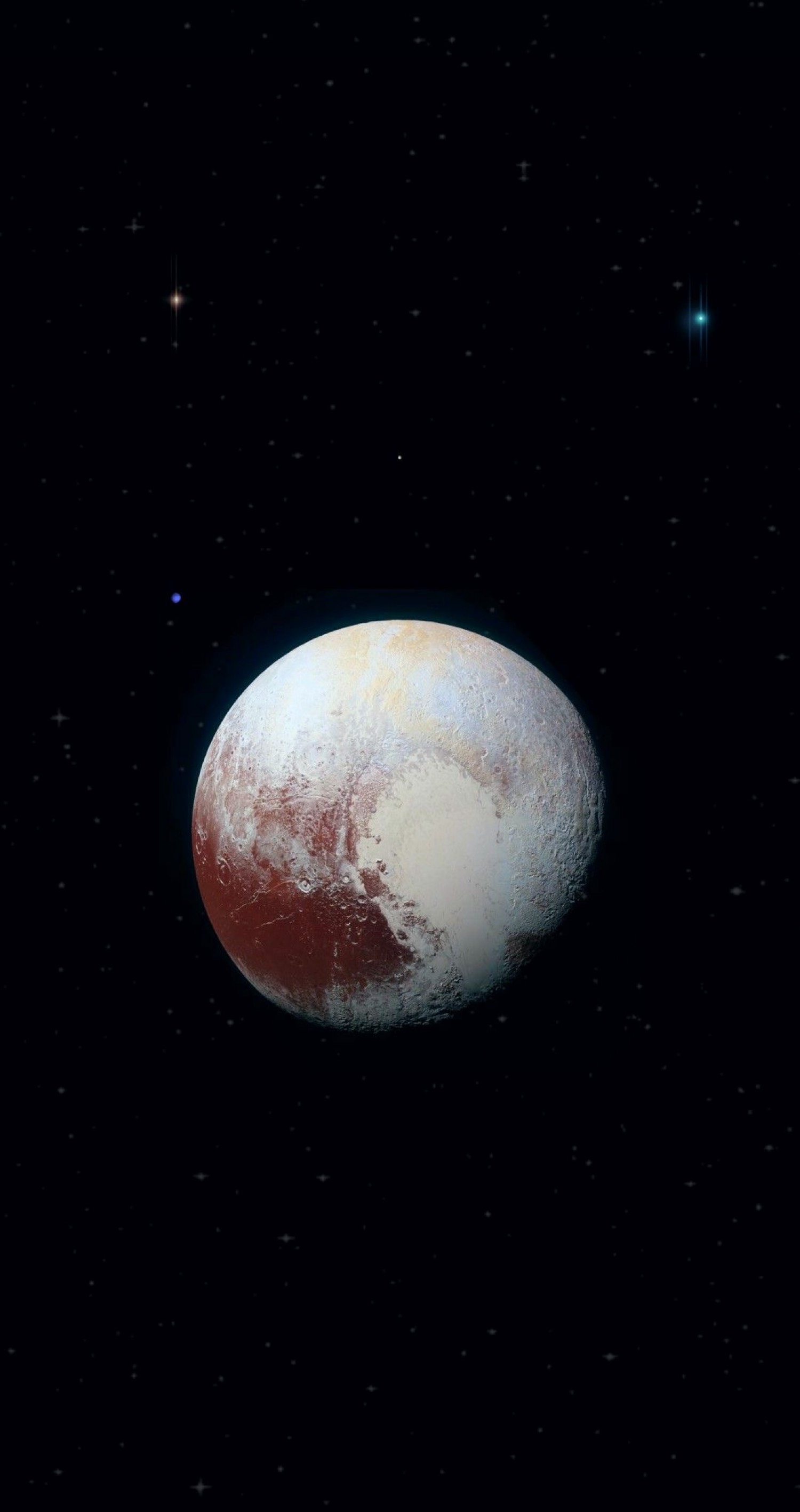 Mundo enano rojizo entre estrellas
